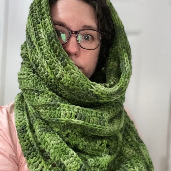 Wild Oleander Hooded Scarf (Green tones)