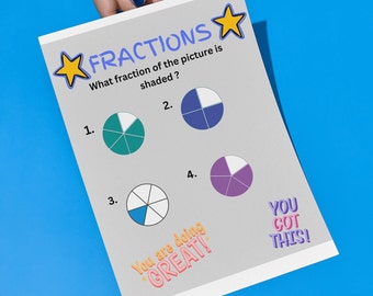 Fraction Worksheet, 2nd Grade, Digital Download
