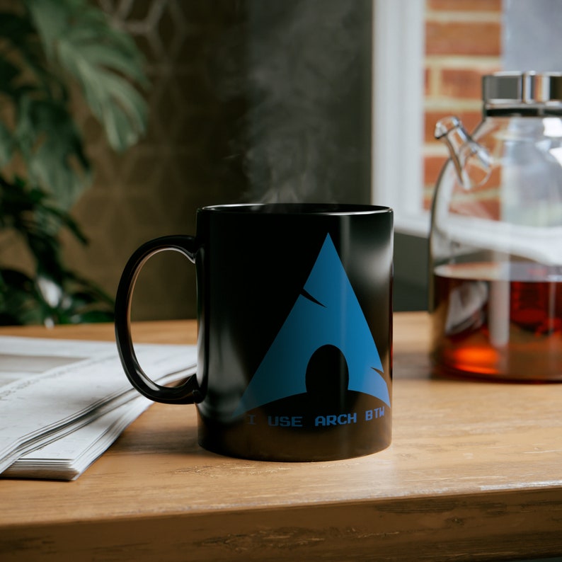 I Use ARCH BTW Arch Linux, Linux Mug, Arch Linux Mug 11oz Black Mug image 2