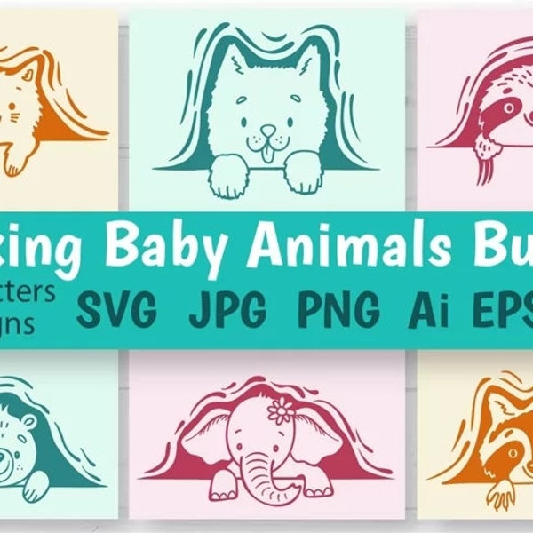 Whimsical Wonders: Adorable Peek-a-Boo Baby Animals in a Playful SVG Cut Files Bundle