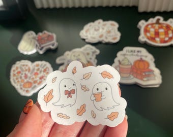 Pegatina de café y fantasma