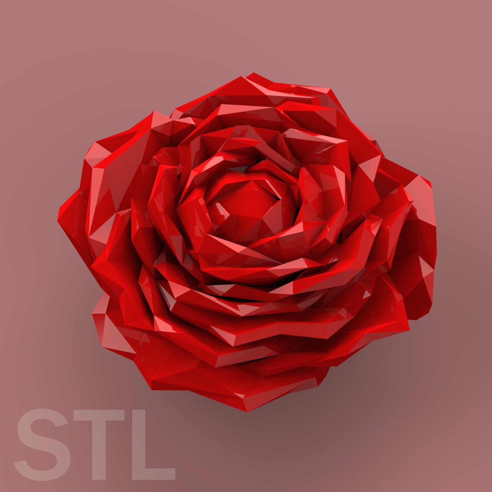 Rosebud in Low Poly Style STL Digital File for 3D Printing Etsy
