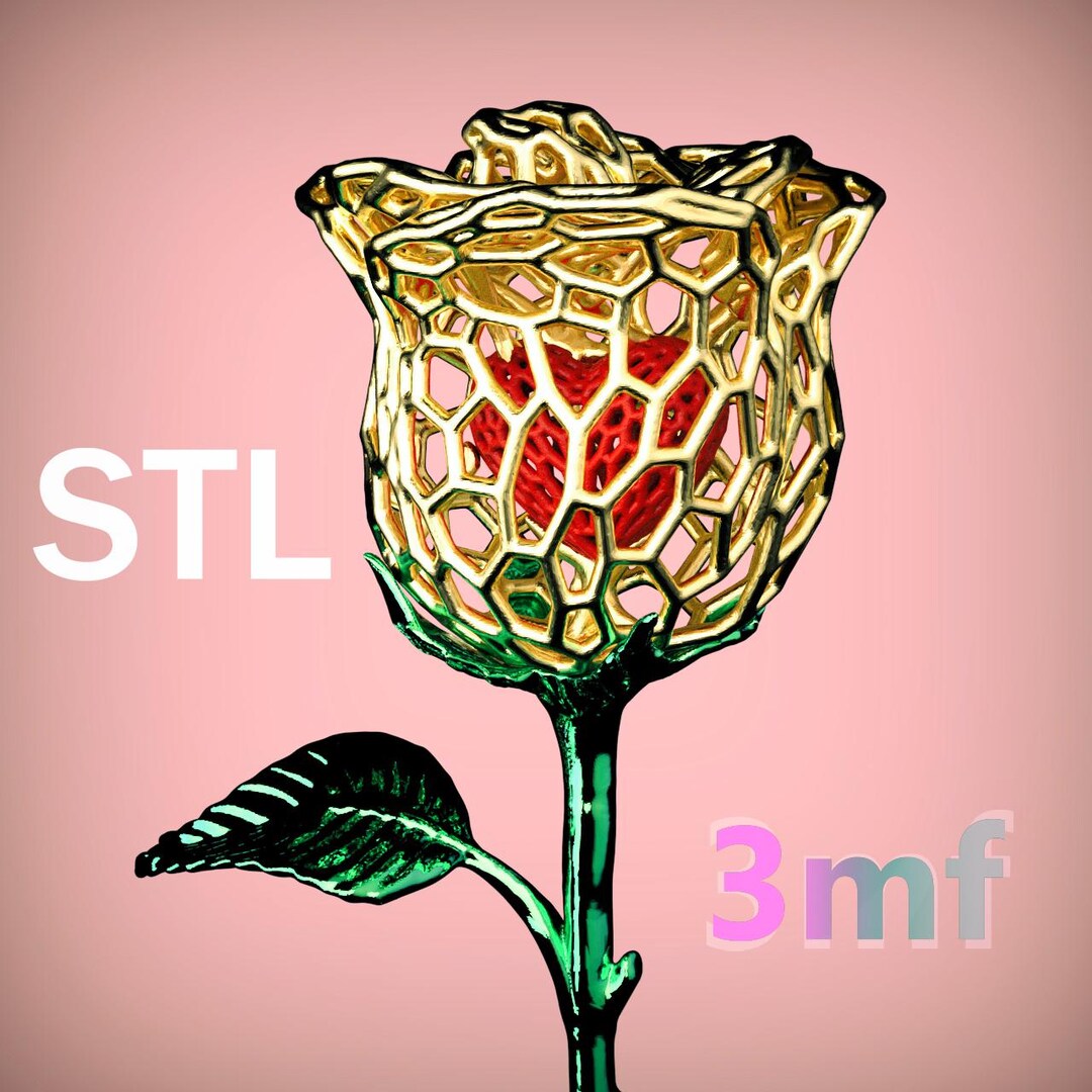 Rose With a Heart in the Style of Voronoi STL Digital File for 3D ...