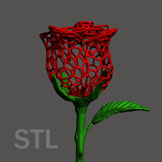 3D Printing Rose Voronoi style   Stl Digital File