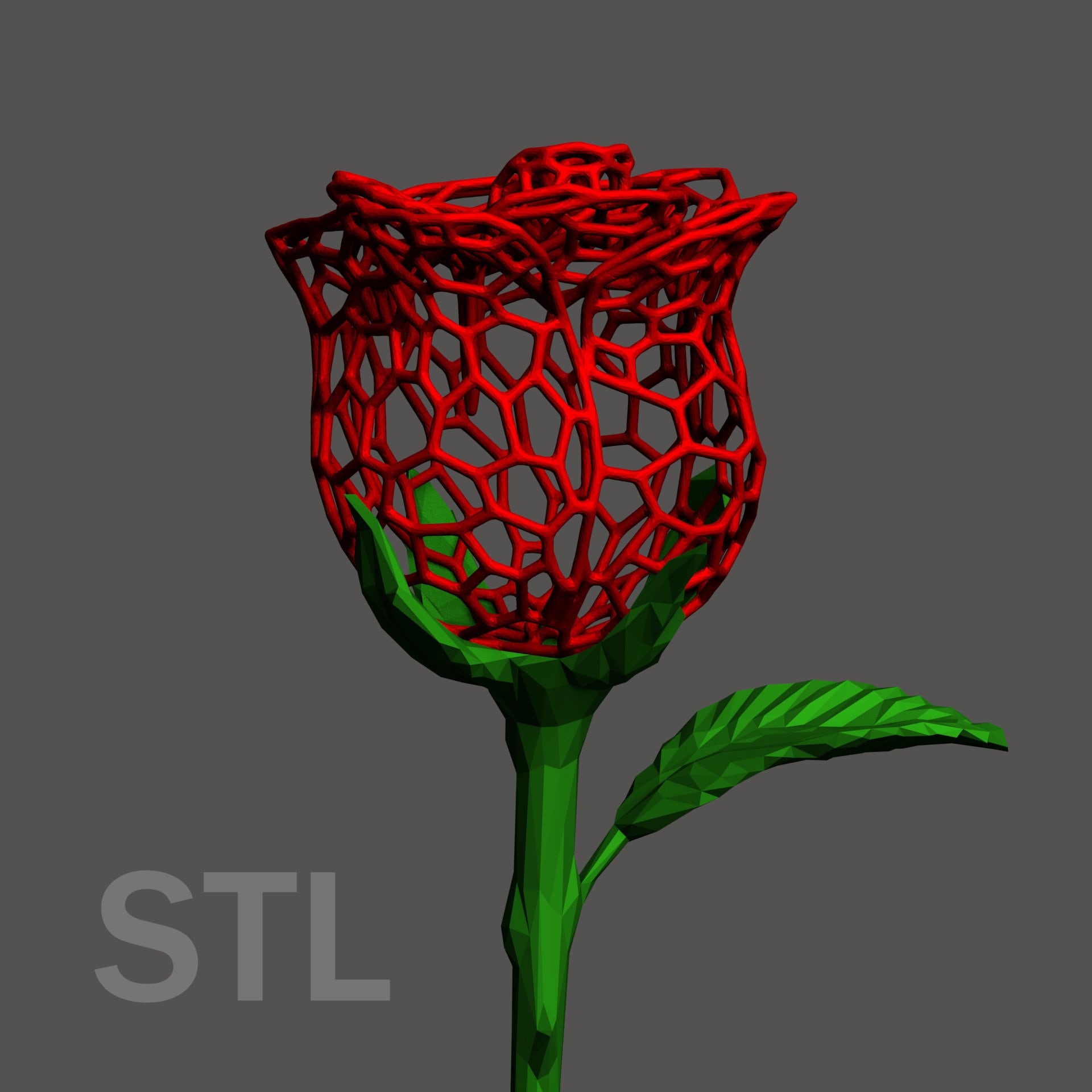 3D-Druck Rose Voronoi Stil Stl Digitale Datei