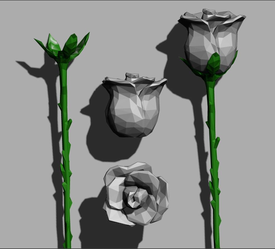 3D Printing Rose Lowpoly Digital Printable Stl File - Etsy