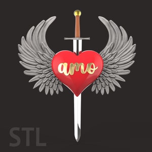 heart with wings pierced by a sword