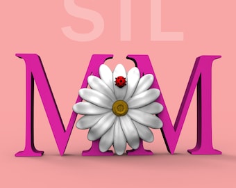 Sculptuur MOM logo STL digitaal bestand voor 3D-printen