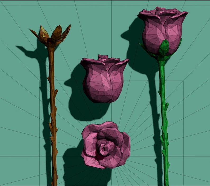 3D Printing Rose Lowpoly Digital Printable Stl File - Etsy
