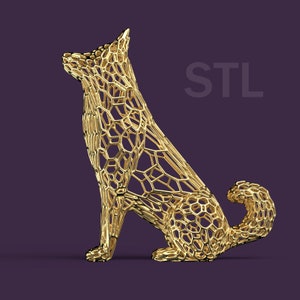 Dog Voronoi style STL digital file for 3D printing