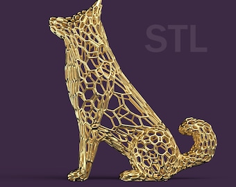 Dog Voronoi style STL digital file for 3D printing