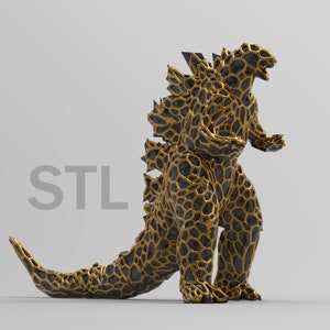 Godzilla in Voronoi style  STL Digital file for 3D printing.
