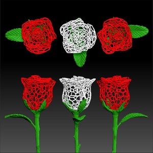 3D Printing Rose Voronoi Style Stl Digital File - Etsy