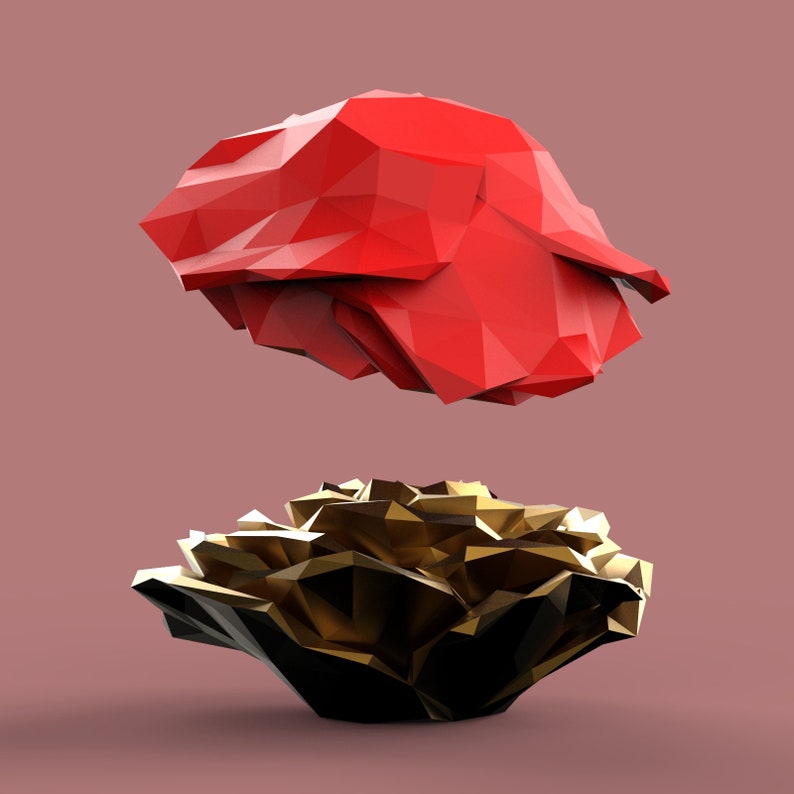 Rosebud in Low Poly Style STL Digital File for 3D Printing Etsy