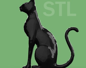 Cat low poly STL digital file for 3D printing