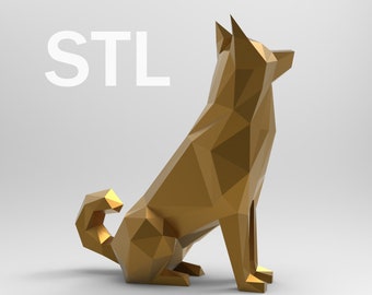 Dog low poly STL digital file for 3D printing