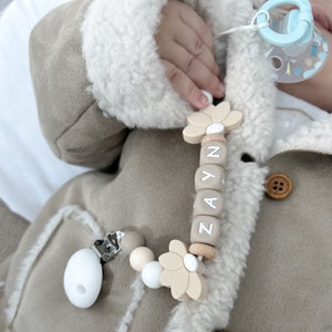 Pacifier clip - Lotus personalized pacifier clip