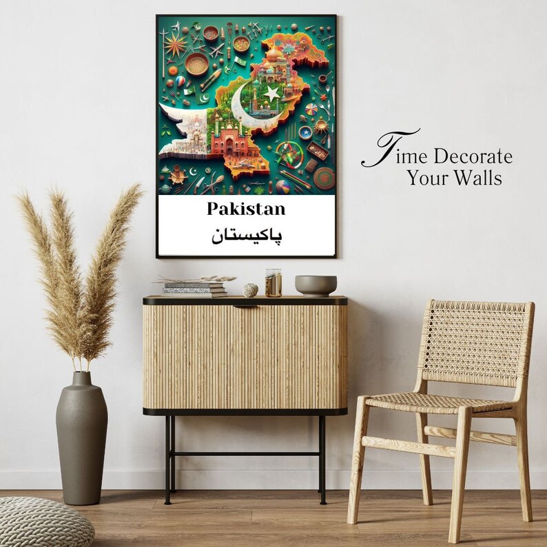 Pakistani Flag With Pakistani Map and Tradiotnal Pakistani Artifacts - Etsy
