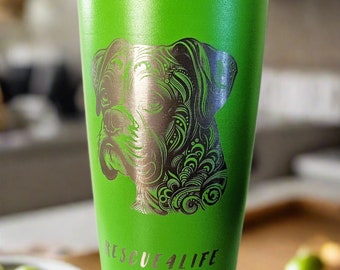 20oz Personalized Engraved Boxer Tumbler for your hot and cold drinks.