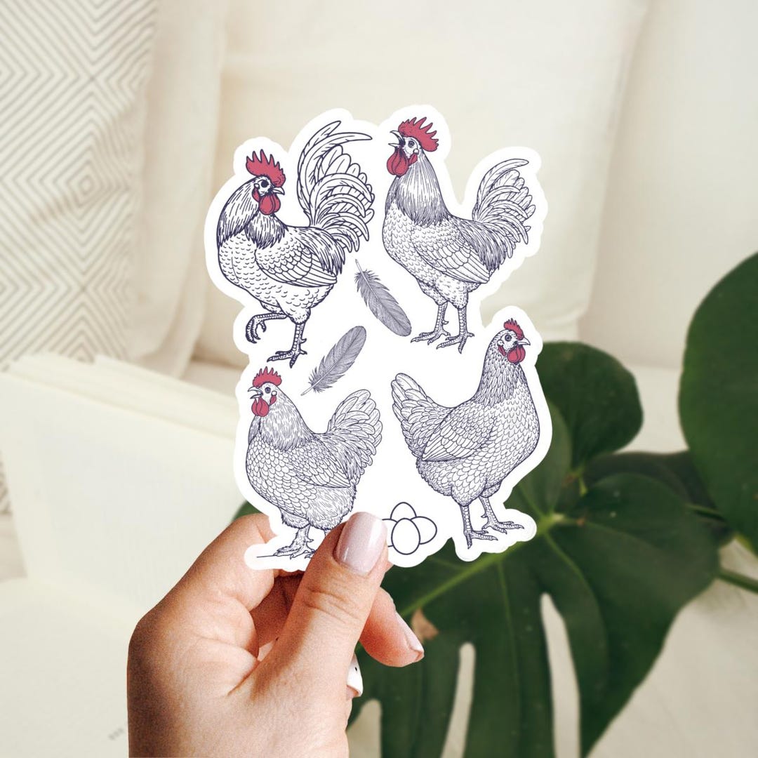 Rotating Chicken Sticker Vintage Chicken Sticker, Rooster Decal, Farmhouse Decor, Homesteading ...