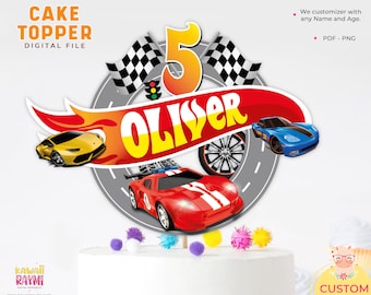 Racing car custom cake topper, racing car party supplies