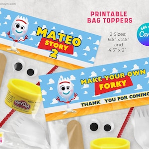 Toy Story crea il tuo Forky, modifica con CANVA Toy Story Forky Bag Toppers, Toy Story Forky Bag Labels, file digitale ISTANTANEO, Forky