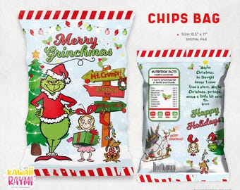 Grinchmas Party, Grinchmas Chip Bags, merry whatever chips bags Grinchmas Prints, Instant Download