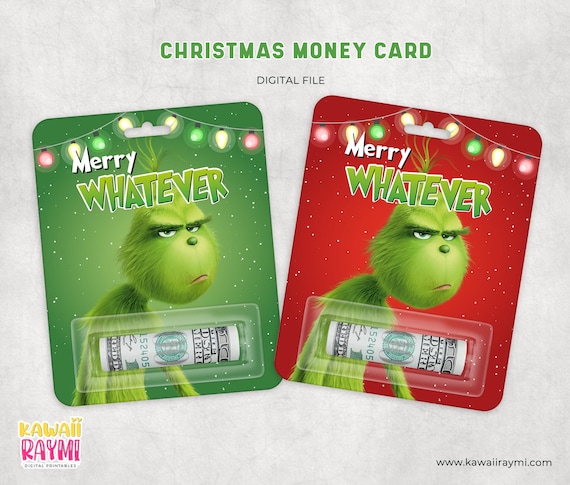Merry whatever money cards printable, Christmas Money Card, Christmas Money Card Holder, grinchmas printables