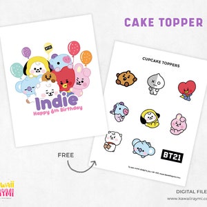 Bt21, BTS Custom Cake Topper, Kpop Bt21 Baby Party Supplies, Digital ...