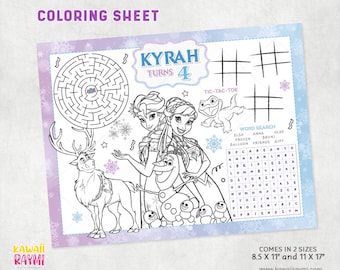 Foglio da colorare Frozen - Attività per feste - FILE DIGITALE, fogli da colorare Frozen - Stampabili per compleanni