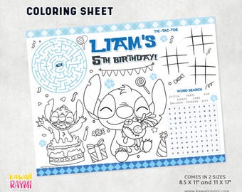 Stitch simpatico alieno blu da colorare - file digitale