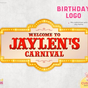Circus Carnival custom logo, circus sign printable carnival birthday
