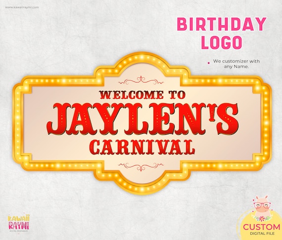 Circus Carnival custom logo, circus sign printable carnival birthday