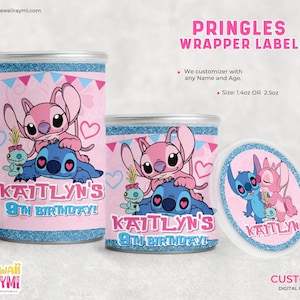 Stitch pringles label, custom stitch chip can label, party favors printable, digital file