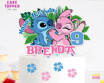 Stitch & Angel Cake Topper - Printable - custom DIGITAL FILE stitch Birthday centerpiece