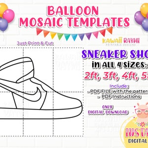 Sneaker from Balloons, Shoe Mosaic from Balloons, Mosaic Letters, Mosaic Template, 2ft 3ft, 4ft, 5ft, DIY, Mosaic Sneaker balloons