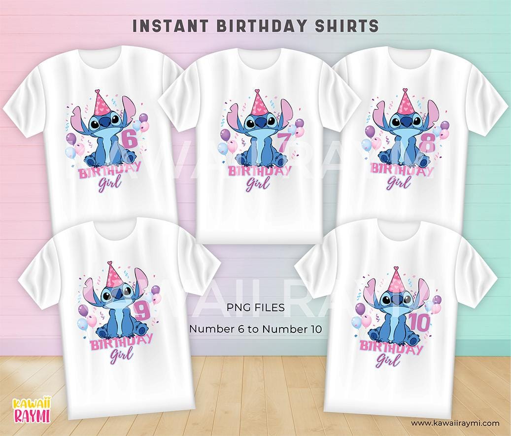 Stitch Birthday Shirt PNG, Birthday Girl Stitch Digital File, Lilo