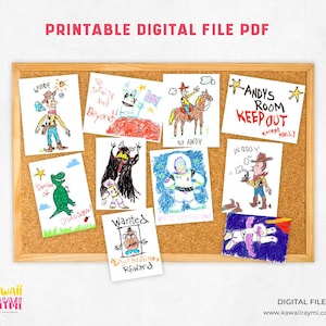 Toy story draws printable digital file, 10 Andy's Room Inspired Drawings- digital pdf file