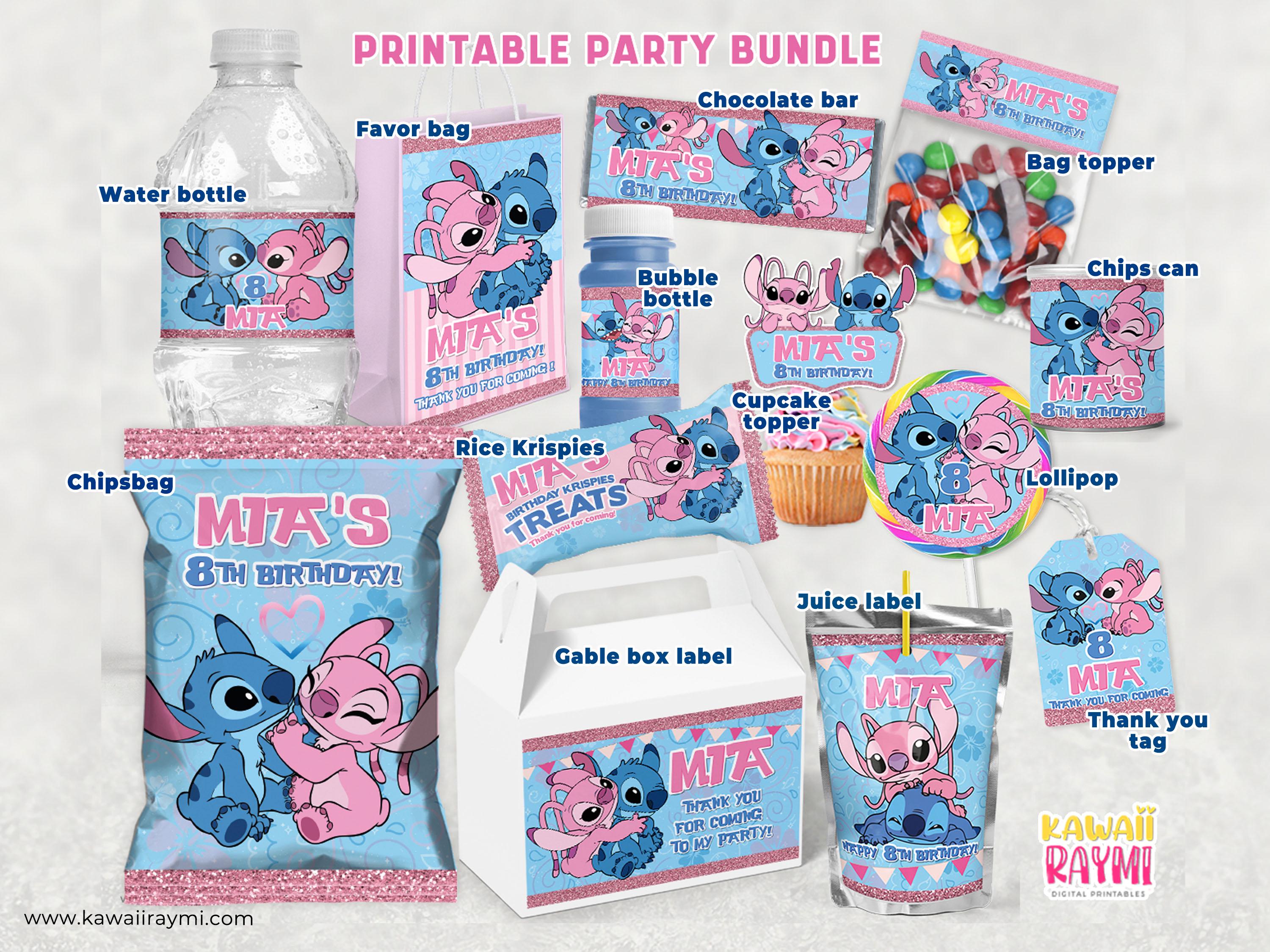 Stitch & Angel Birthday Party Bundle - Chips Bag - Capri Sun Label