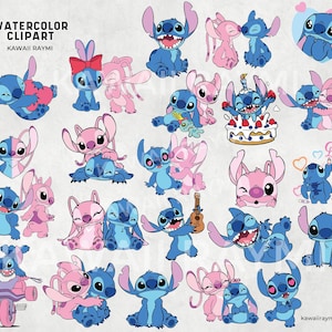 Stitch en Angel SVG bundel, Stitch Svg, Stitch paar Svg, Png, Stitch Love Svg, Angel, Stitch met Angel Svg Png, schattige aliens
