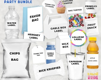 Party bundle custom design- digital file birthday pack