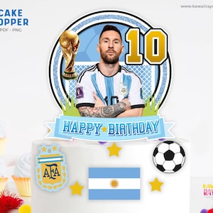 Cake Topper Football Football Argentine Messi Birthday Party - Téléchargement instantané DIY Pièce maîtresse imprimable