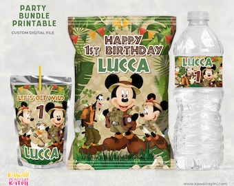 Mouse safari bundle party favors printable, custom digital file