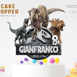 Jurassic Park cake topper, Jurassic World, Dinosaur cake topper Digital