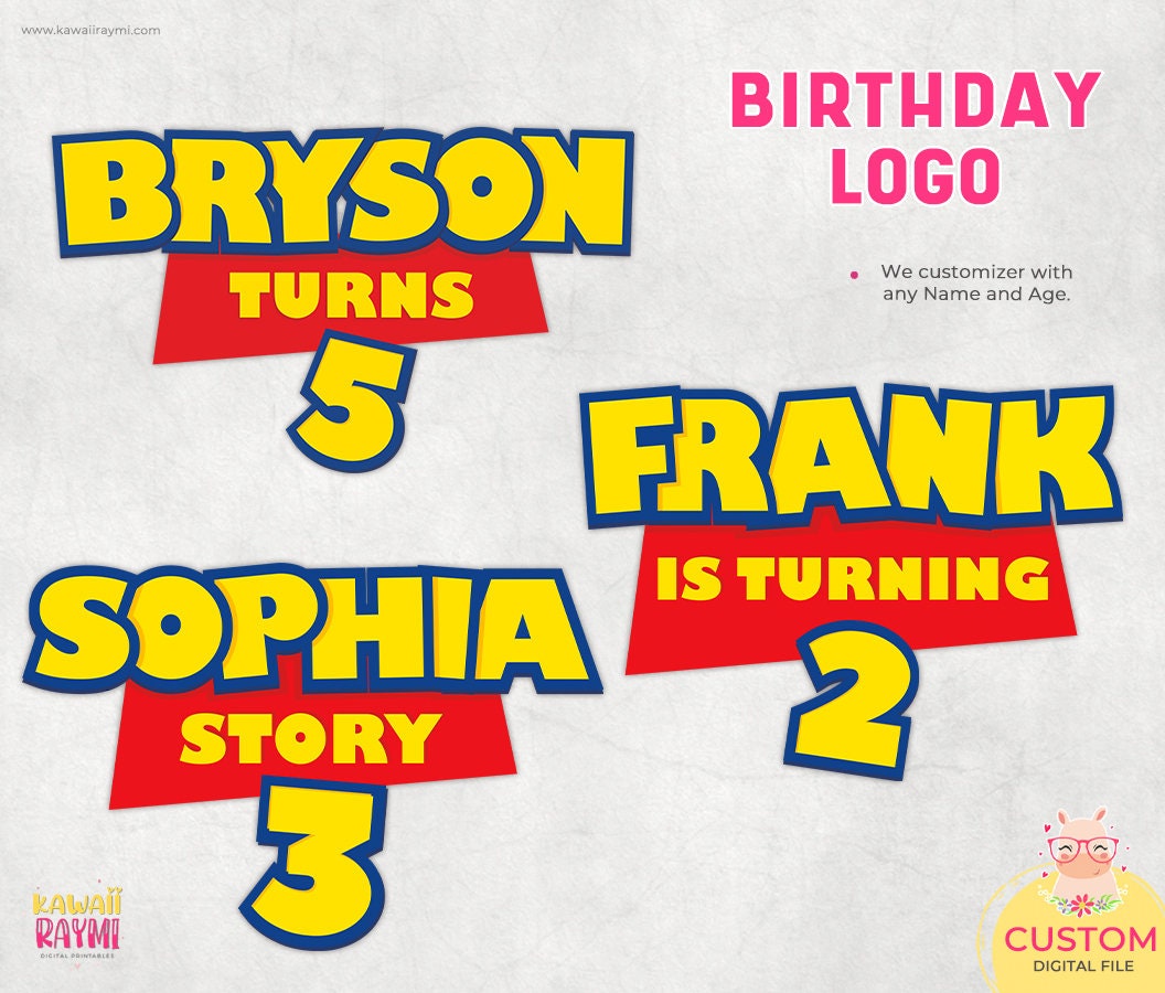 Toy story custom logo, toy story birthday logo printable