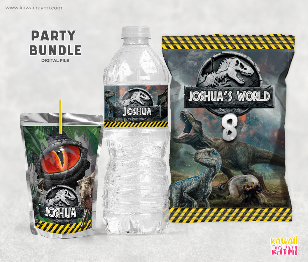 Jurassic Birthday Party Bundle Kit Printable Dinosaur Birthday chip bag labels Dino party Kit Bundle