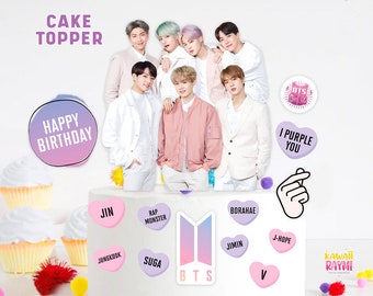 BTS cake topper, Kpop cake topper borahae,  BTS Kpop