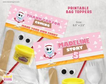 Toy Story make your own forky, Toy Story Forky Bag Toppers, Toy Story pink Forky Bag Labels, custom DIGITAL FILE