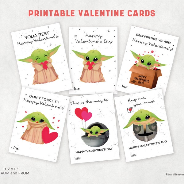 Baby yoda valentine cards, kids valentine cards mandalorian