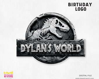 Jurassic birthday logo Dinosaur, custom sign - digital file